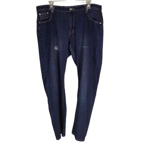 DKiN Jeans‎ Distressed Embellished Pockets Dark Wash Denim Jeans 18W